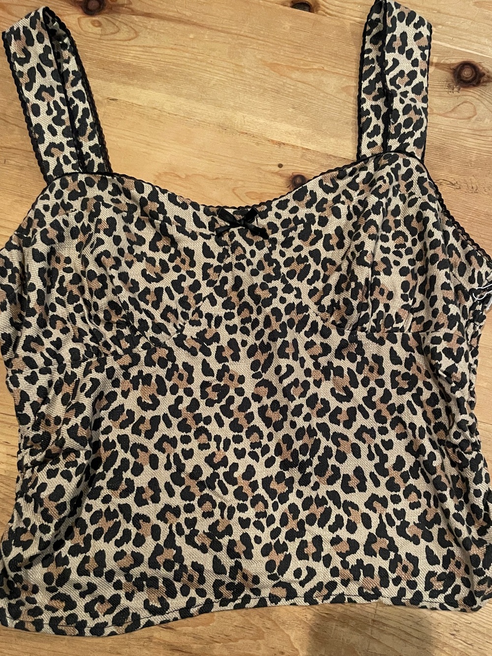 NWT Sienna Sky Animal Print Babydoll smocked lace linen blend cami XL